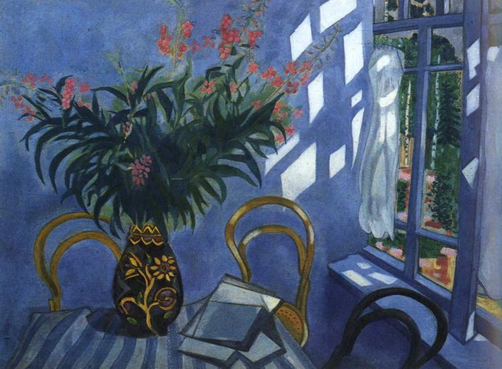 Marc Chagall. Interior with flowers. 1918