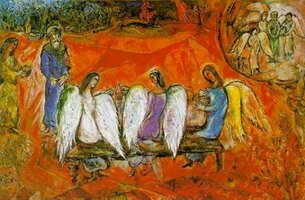 Marc Chagall. Abraham and Three Angels, 1958–1960